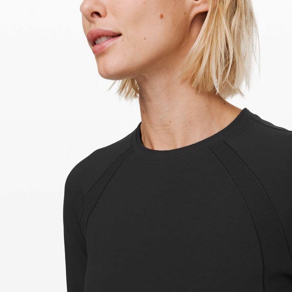 Lululemon Om and On Dress Black L Long Sleeve Midi Sheath Thumbholes Pockets - Picture 3 of 16